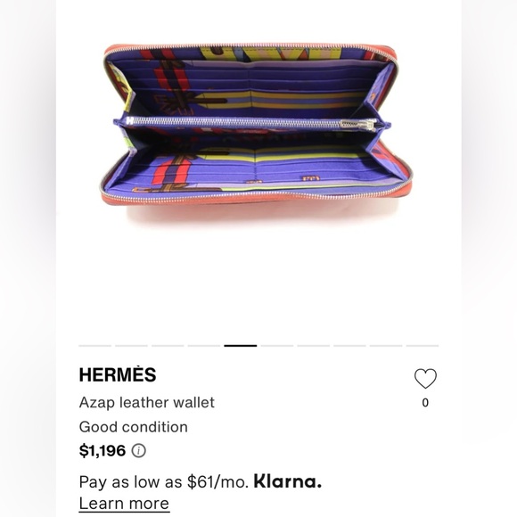 Hermes Silk In Zip Around Classic Long Wallet - Picture 2 of 11